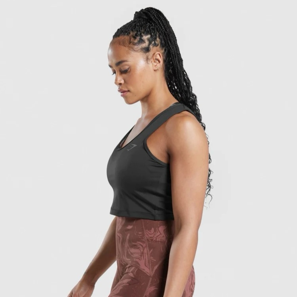 Gymshark Womens Power Open Back Cropped Tank | XS | Black NEW!! - Picture 9 of 13